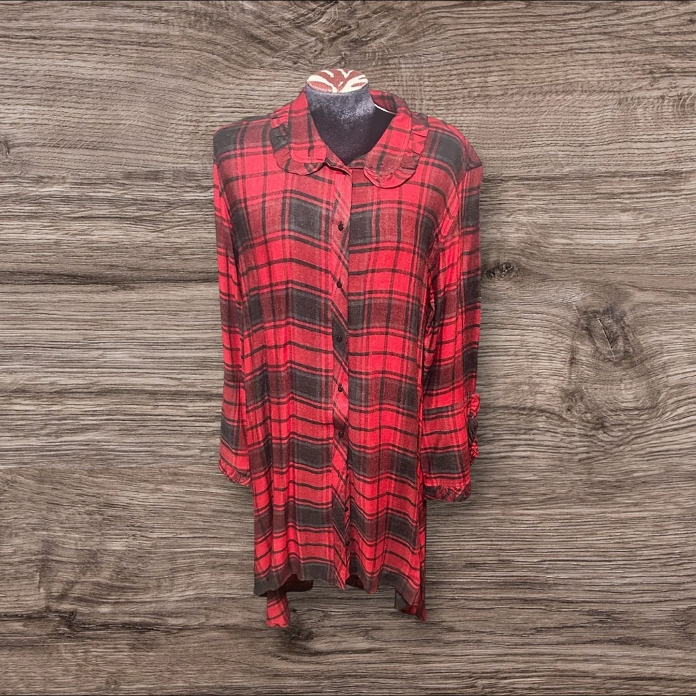 Zara Woman Red Black Plaid Dress Duster Size Medium